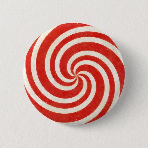 Red and White Dizzy Candy Swirl Button