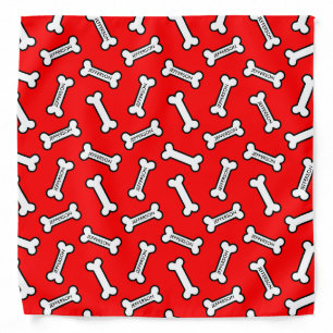 Red and White Dog Bones Custom Name Template Bandana