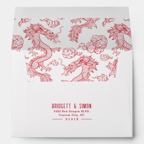 Red and White Dragon  Pre_Addressed Envelope