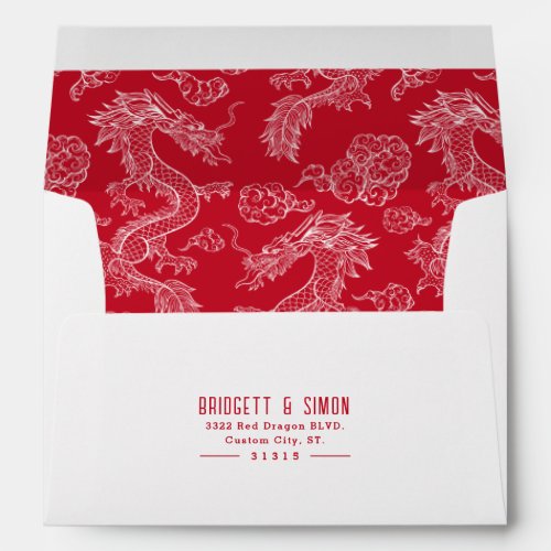 Red and White Dragon  Red Style Pre_Addressed Envelope