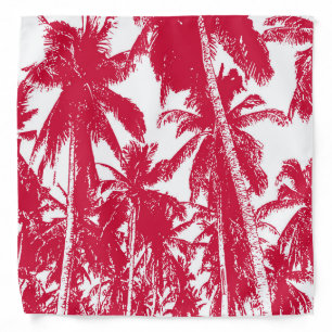Red and White Effect Palm Trees Design Bandana