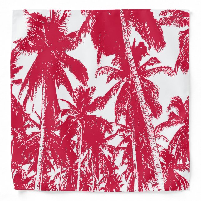 Red and White Effect Palm Trees Design Bandana (Front)