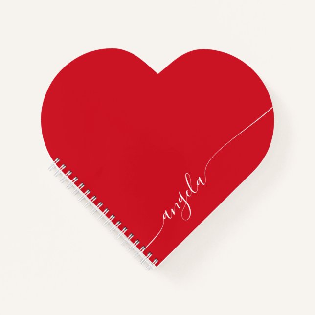 Red and White Elegant Delicate Signature Script Notebook (Front)