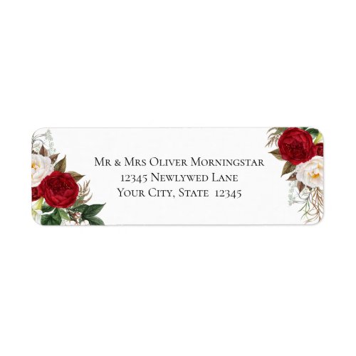 Red and White Elegant Floral Bouquet Label