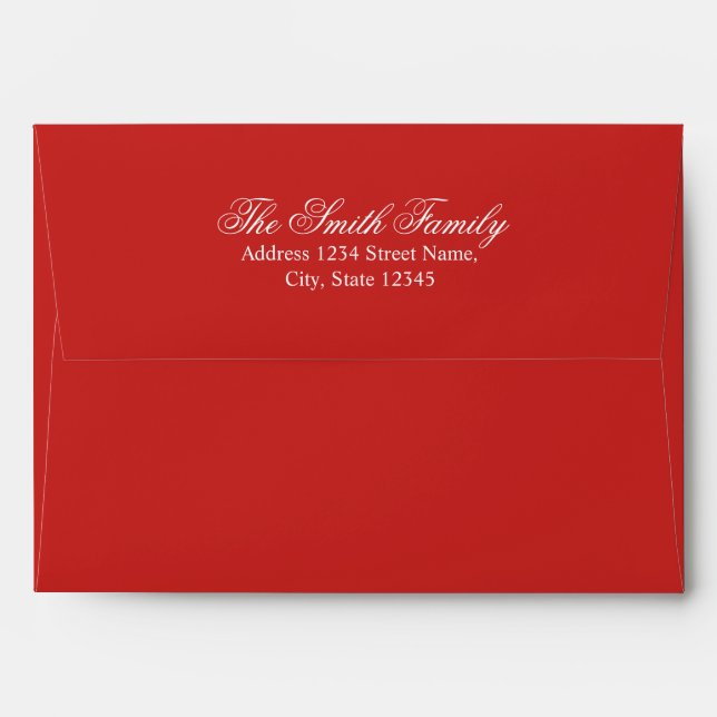 Red and White Elegant Holiday Greeting Card Envelope (Back (Top Flap))