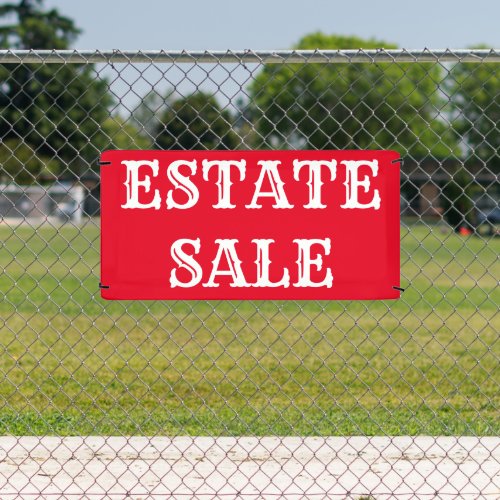 Red and White Estate Sale Sign Banner