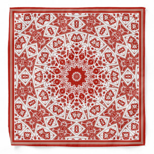 red and white , ethnic  bandana