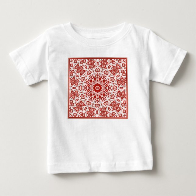 red and white , ethnic  bandana baby T-Shirt (Front)
