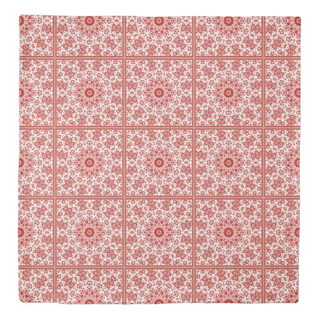 red and white , ethnic  bandana duvet cover (Front)