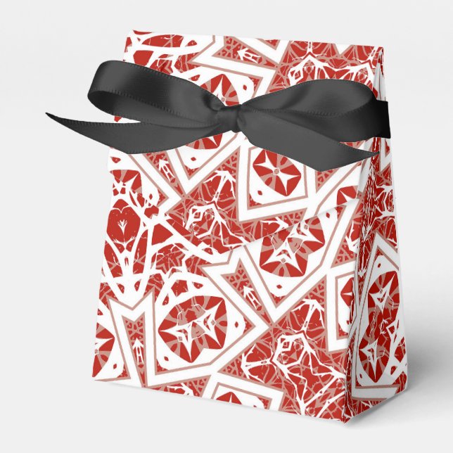 red and white , ethnic  bandana favor boxes (Front Side)