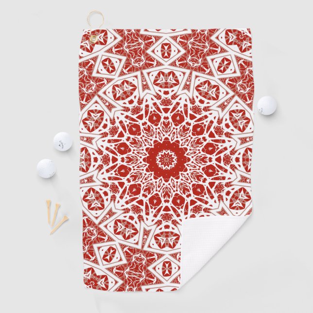 red and white , ethnic  bandana golf towel (InSitu)