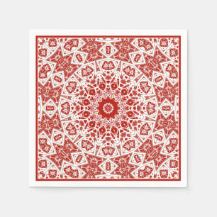 red and white , ethnic  bandana napkins