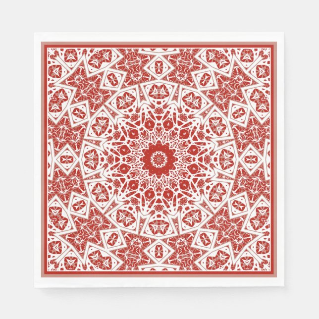 red and white , ethnic  bandana napkins (Front)