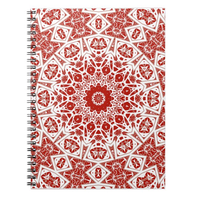 red and white , ethnic  bandana notebook (Front)