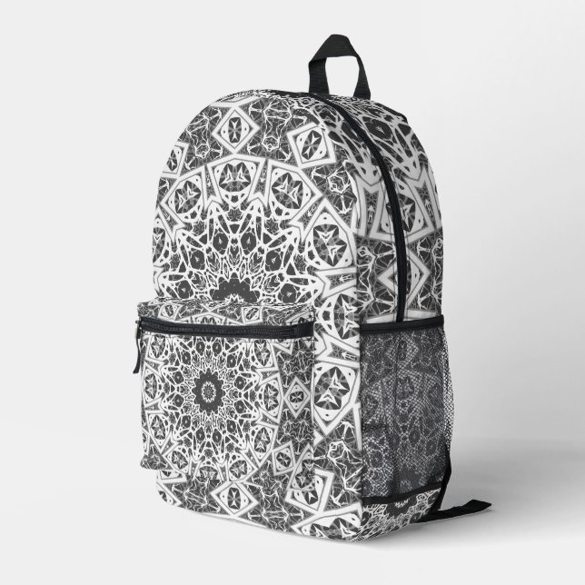 red and white , ethnic  bandana printed backpack (Back Corner Right)
