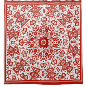 red and white , ethnic bandana shower curtain