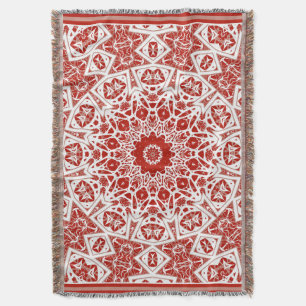 red and white , ethnic bandana throw blanket