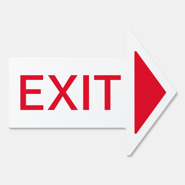 Red and White Exit Arrow Sign (Back)
