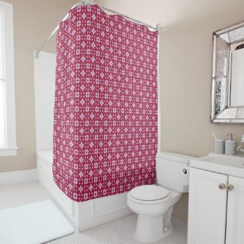 Red And White Farmhouse Style Pattern Shower Curtain by Gingezel at Zazzle