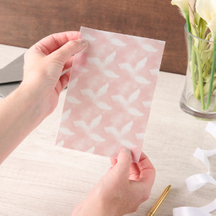 Red and White Feathers Vellum Overlay Invitations