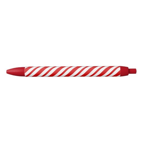 Red and white festive candy cane striped pen
