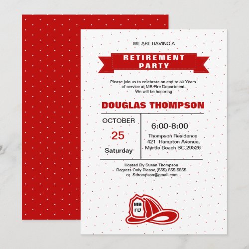 Red and White Firefighter Retirement