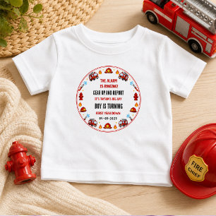 Red and White Firetruck 1st Birthday Party Baby T-Shirt