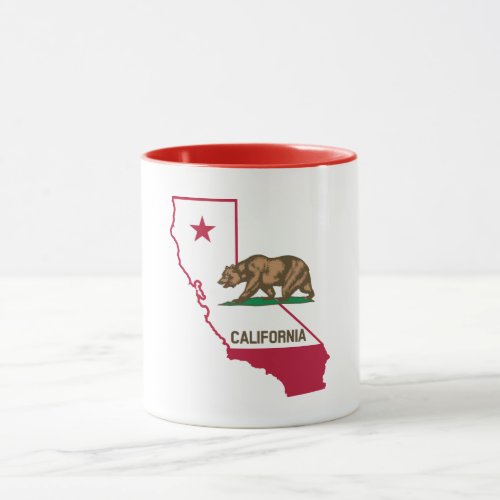 Red and White Flag of California with Bear Mug