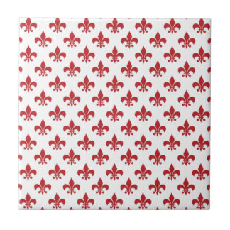 Red And White fleur-de-lys Ceramic Tile