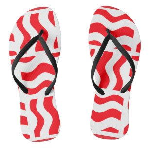 Red and White Flip-flops with Abstract Stripes Flip Flops
