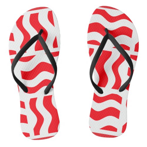 Red and White Flip_flops with Abstract Stripes Flip Flops
