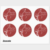 Red and White Floral 3" Round Sticker (Sheet)