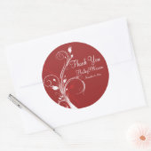 Red and White Floral 3" Round Sticker (Envelope)