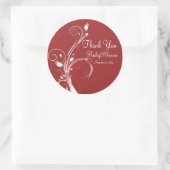 Red and White Floral 3" Round Sticker (Bag)