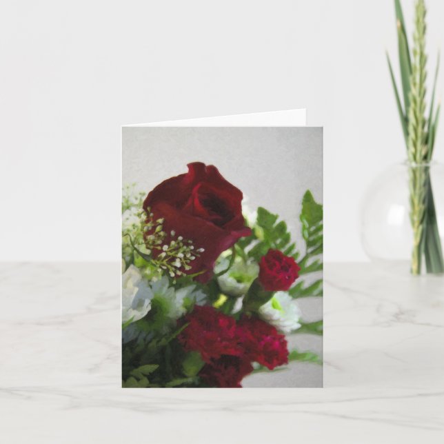 Red and White Floral-Blank Card (Front)