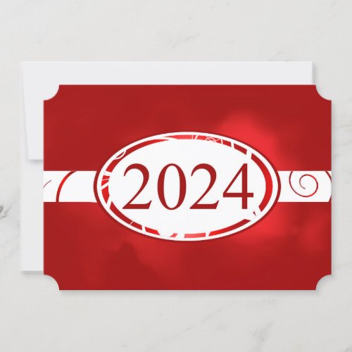 Red and White Floral Button 2024 Card
