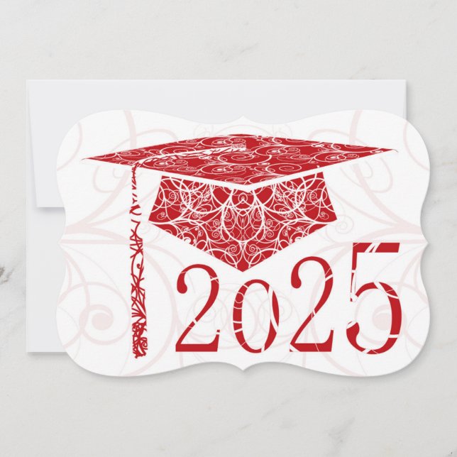 Red and White Floral Cap 2025 Card (Front)