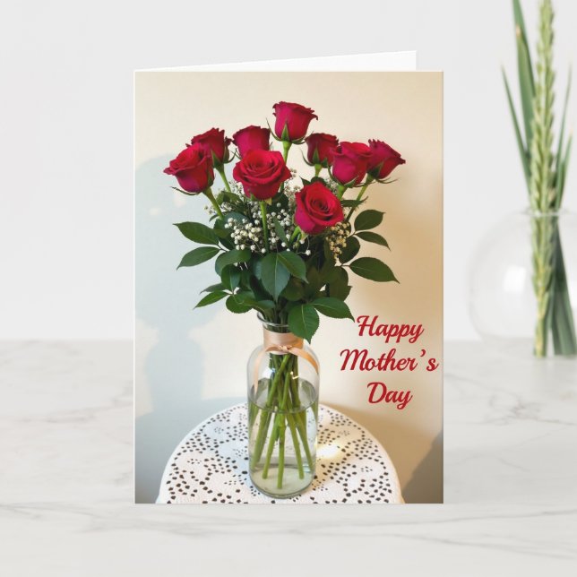 Red And White Floral Card (Front)