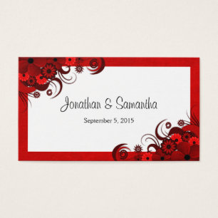 Red and White Floral Custom Wedding Favour Tags