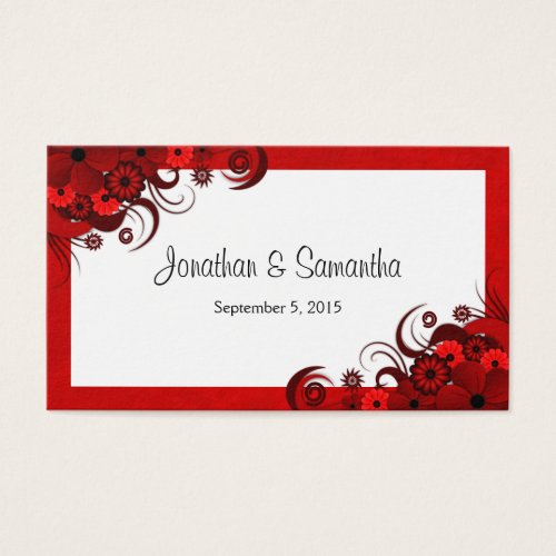 Red and White Floral Custom Wedding Favour Tags