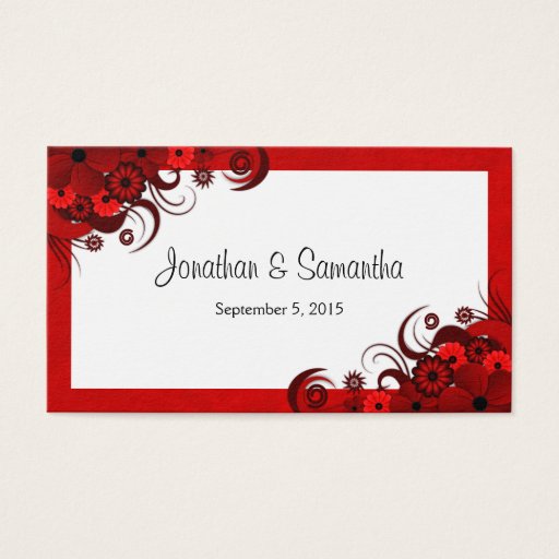 Customizable Floral Red Hibiscus Custom Wedding Favour Tags Business Card