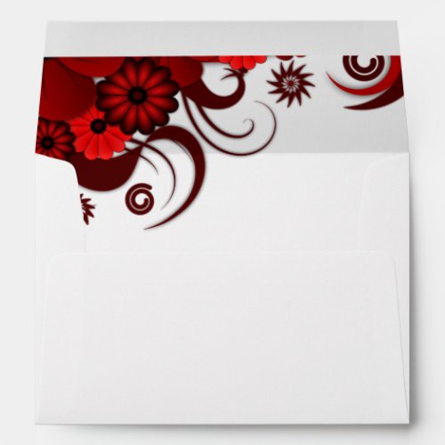 Red and White Floral Elegant Custom Envelopes