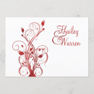 Red and White Floral Monogrammed Invitation