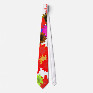 Red and white floral neck tie