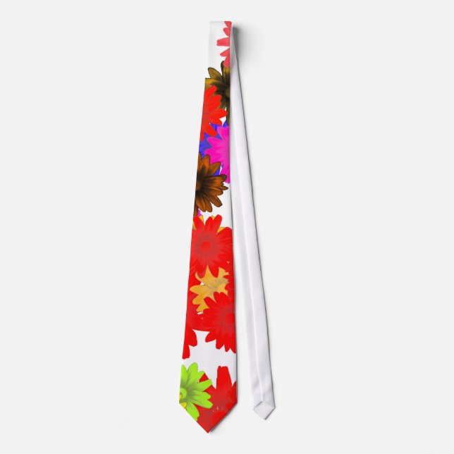 Red and white floral neck tie (Front)