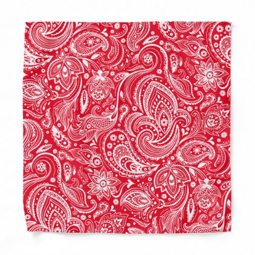 Red and white floral paisley pattern bandana