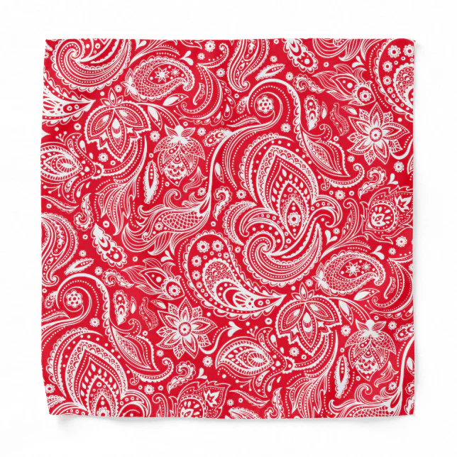Red and white floral paisley pattern bandana | Zazzle