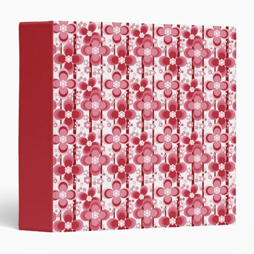 Red and white floral pattern 3 ring binder