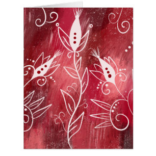 Red And White Floral Pattern Cards
