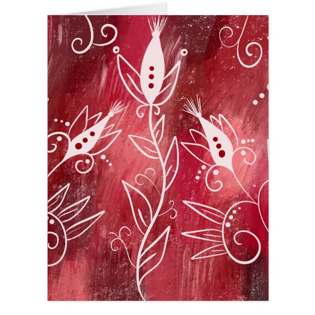 Red And White Floral Pattern Cards (Front)